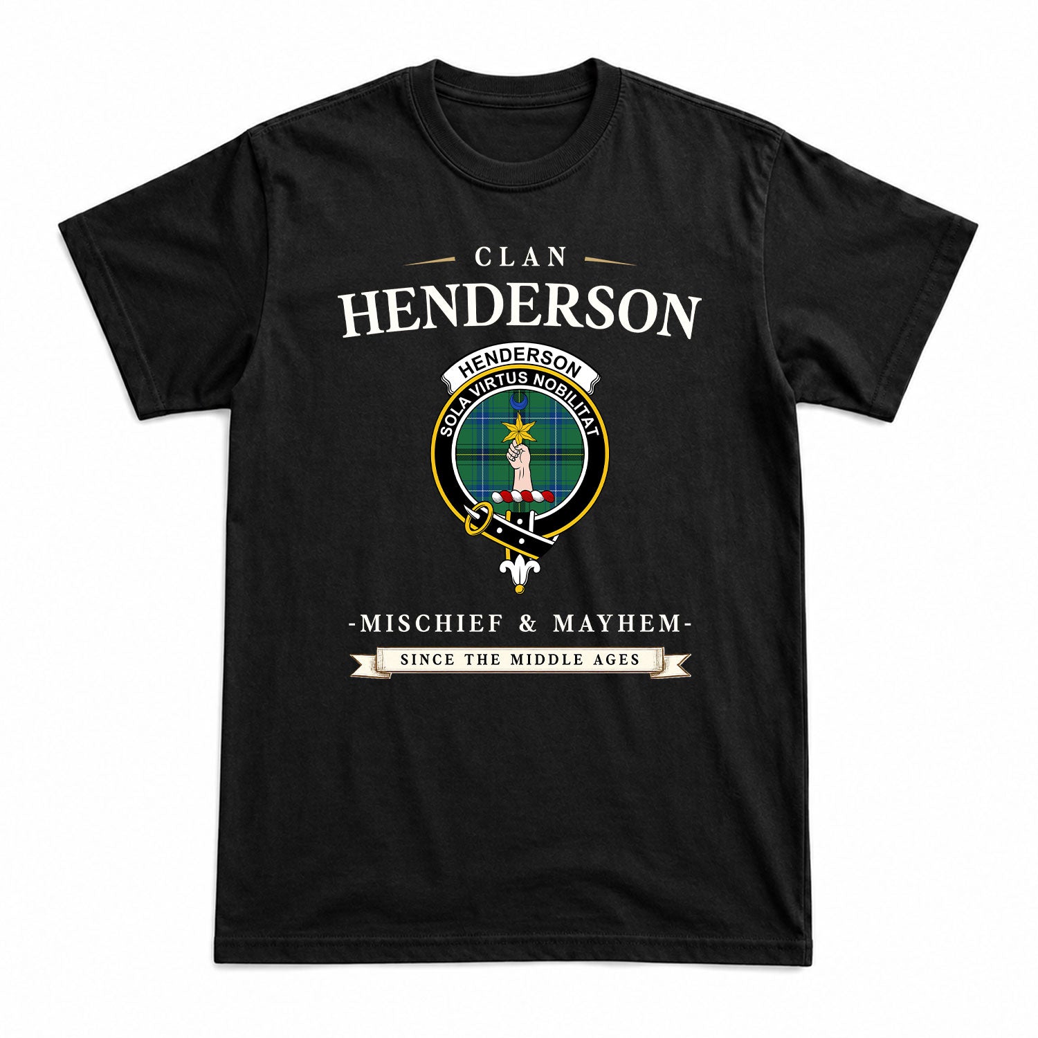 Henderson Ancient Tartan Crest Mischief and Mayhem T-shirt