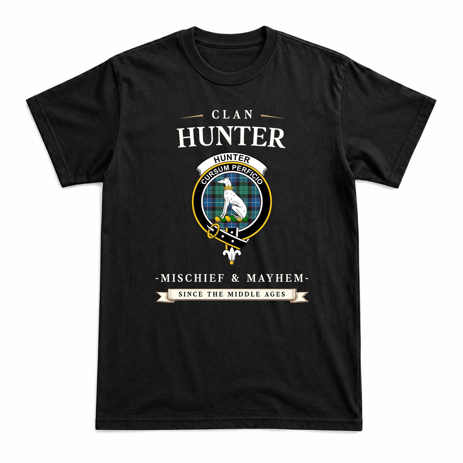 Hunter Ancient Tartan Crest Mischief and Mayhem T-shirt