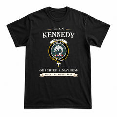 Kennedy Modern Tartan Crest Mischief and Mayhem T-shirt