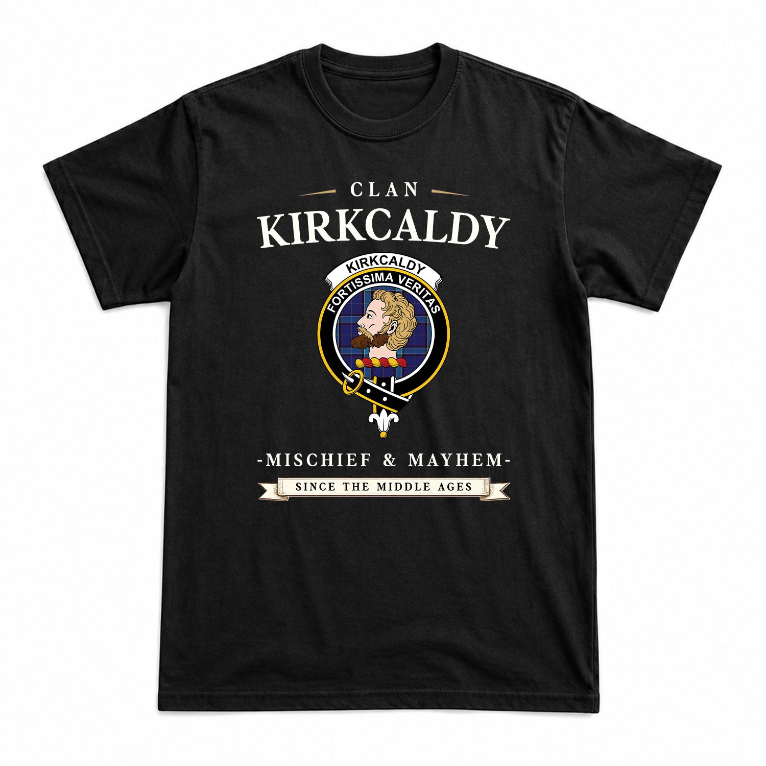 Kirkcaldy Tartan Crest Mischief and Mayhem T-shirt