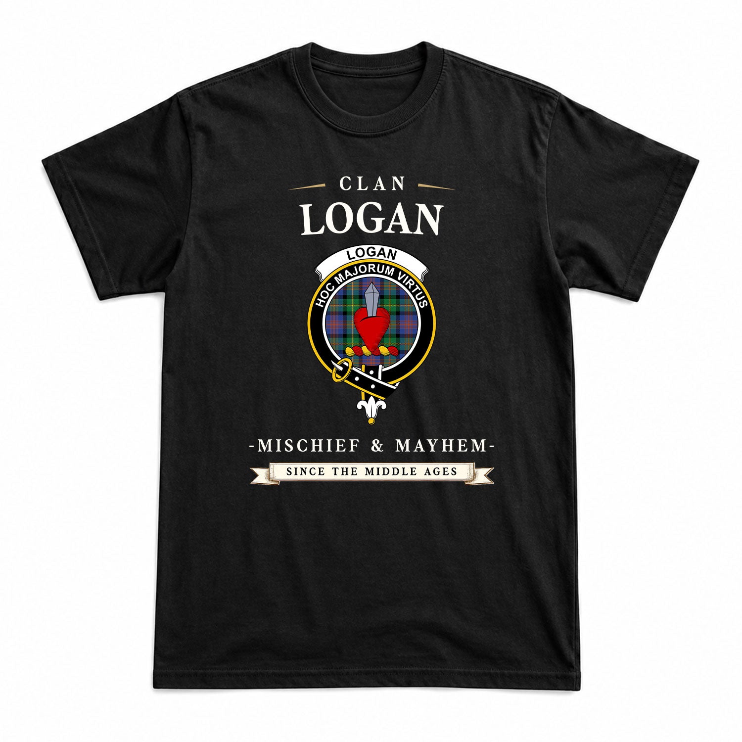 Logan Ancient Tartan Crest Mischief and Mayhem T-shirt