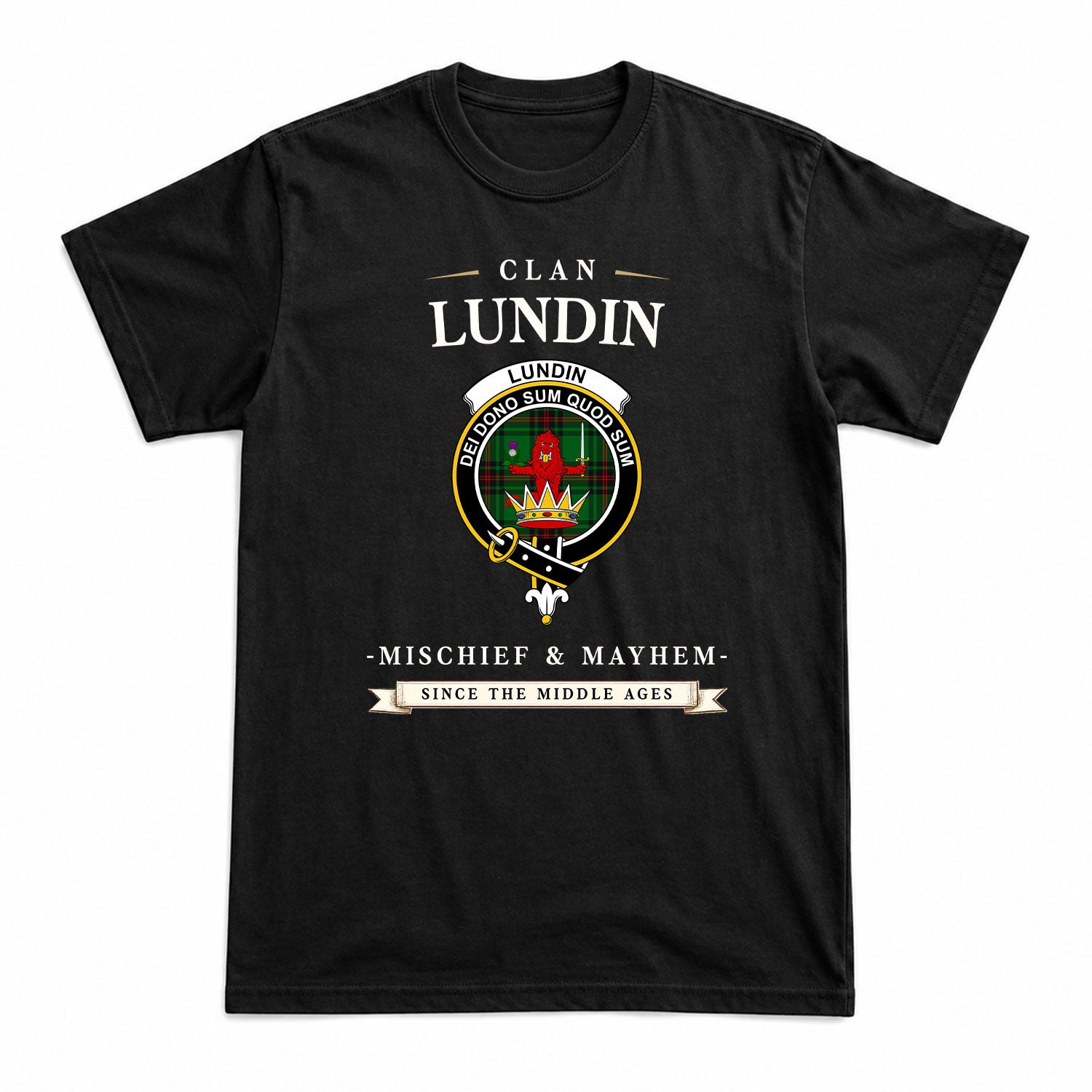 Lundin Tartan Crest Mischief and Mayhem T-shirt