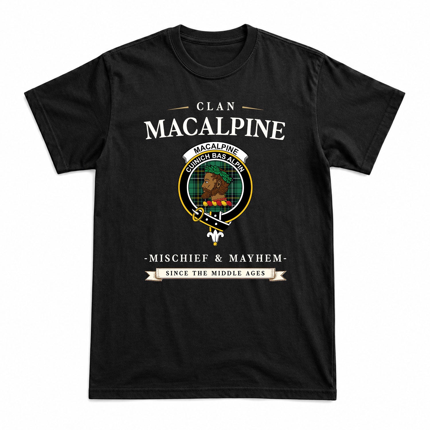 MacAlpine Ancient Tartan Crest Mischief and Mayhem T-shirt