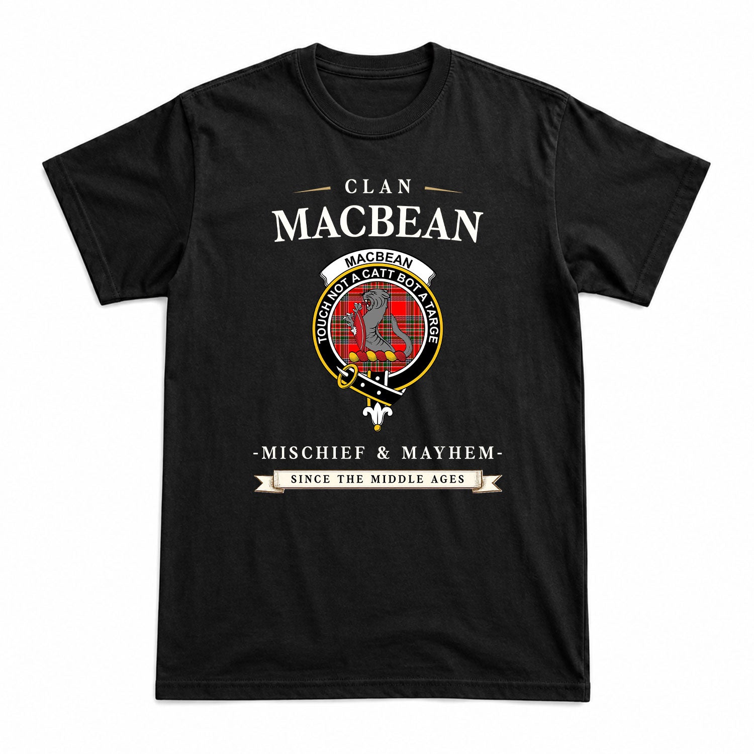 MacBean Tartan Crest Mischief and Mayhem T-shirt
