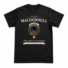 MacDonnell of Glengarry Modern Tartan Crest Mischief and Mayhem T-shirt