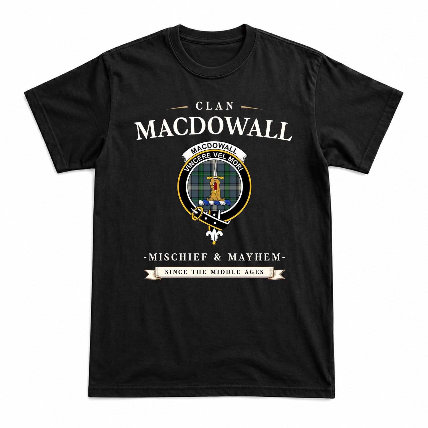 MacDowall Tartan Crest Mischief and Mayhem T-shirt