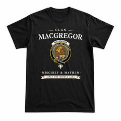 MacGregor Ancient Tartan Crest Mischief and Mayhem T-shirt