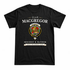 MacGregor Modern Tartan Crest Mischief and Mayhem T-shirt