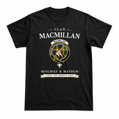 MacMillan Old Modern Tartan Crest Mischief and Mayhem T-shirt