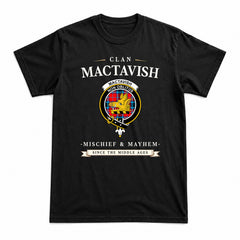 MacTavish Modern Tartan Crest Mischief and Mayhem T-shirt