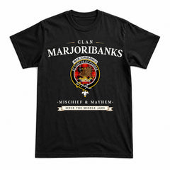 Marjoribanks Tartan Crest Mischief and Mayhem T-shirt