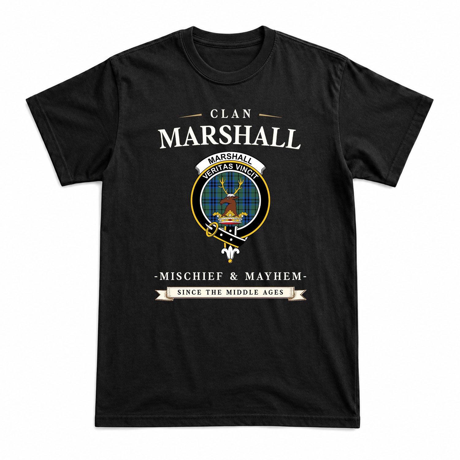 Marshall Tartan Crest Mischief and Mayhem T-shirt
