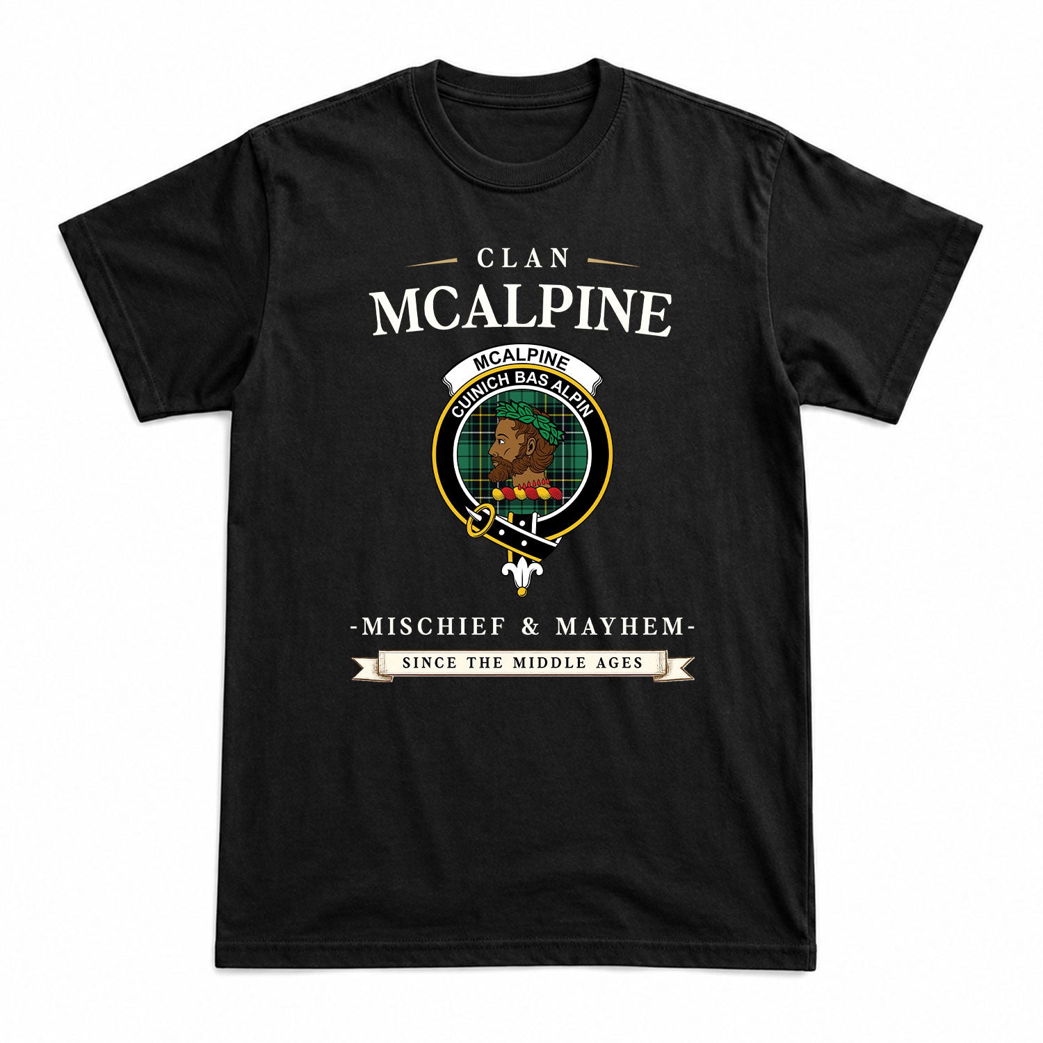 McAlpine Ancient Tartan Crest Mischief and Mayhem T-shirt