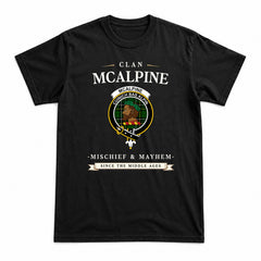 McAlpine Modern Tartan Crest Mischief and Mayhem T-shirt