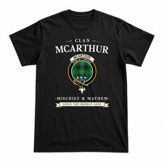 McArthur Ancient Tartan Crest Mischief and Mayhem T-shirt