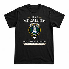 McCallum Modern Tartan Crest Mischief and Mayhem T-shirt