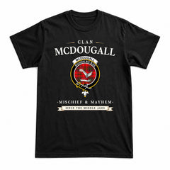 McDougall Modern Tartan Crest Mischief and Mayhem T-shirt