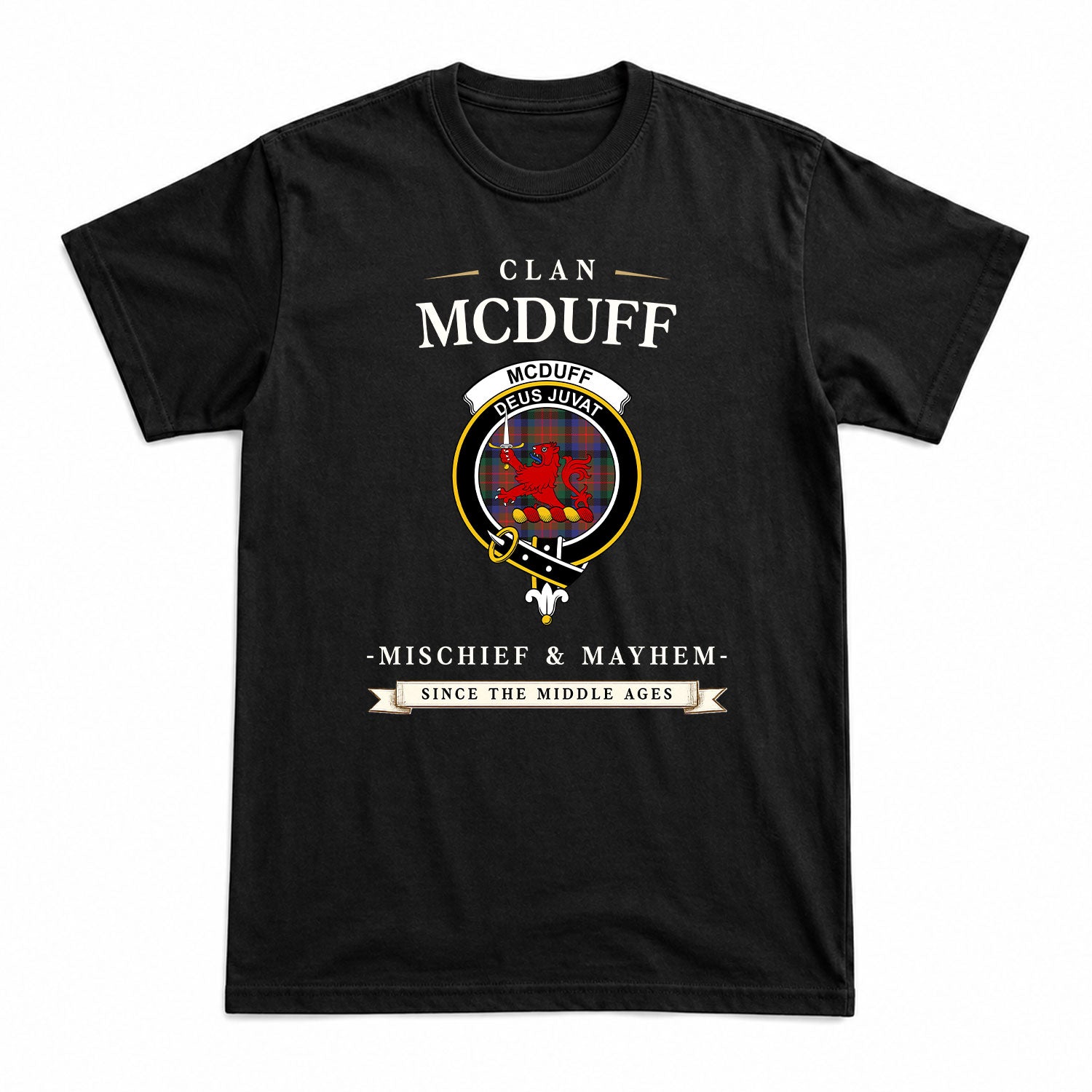 McDuff Hunting Modern Tartan Crest Mischief and Mayhem T-shirt