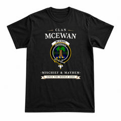 McEwan Modern Tartan Crest Mischief and Mayhem T-shirt