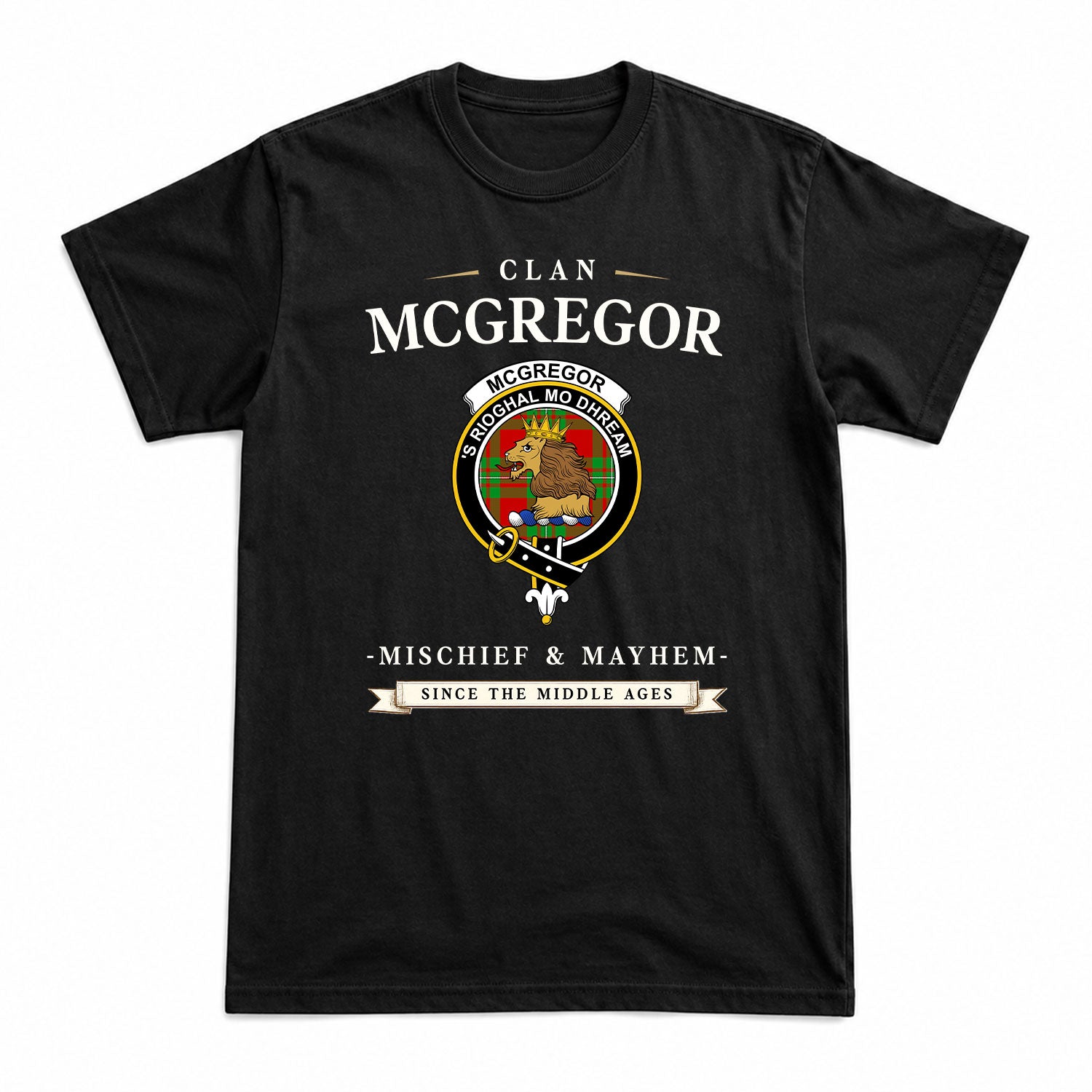 McGregor Modern Tartan Crest Mischief and Mayhem T-shirt