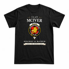 McIver Modern Tartan Crest Mischief and Mayhem T-shirt