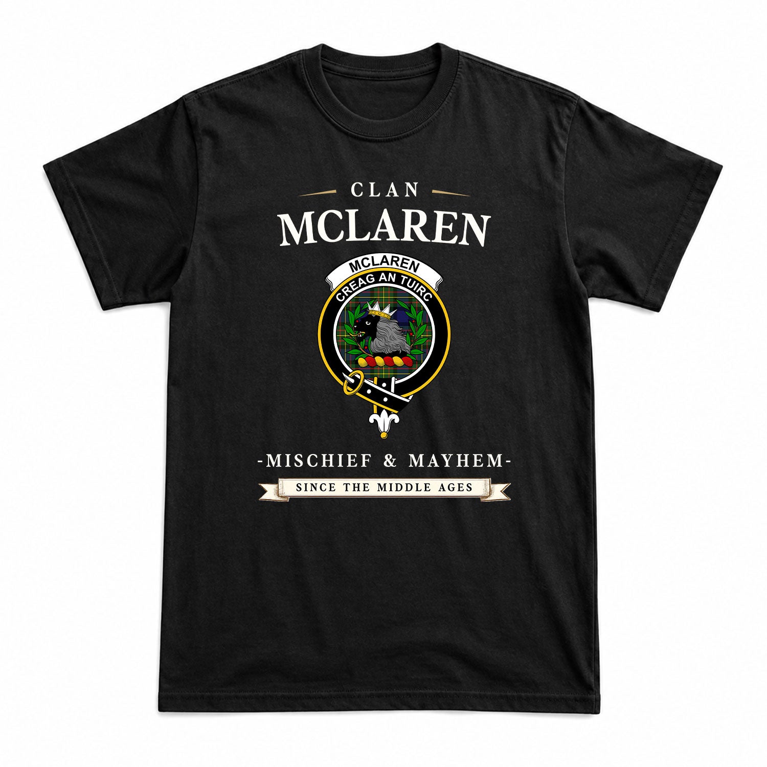 McLaren Modern Tartan Crest Mischief and Mayhem T-shirt