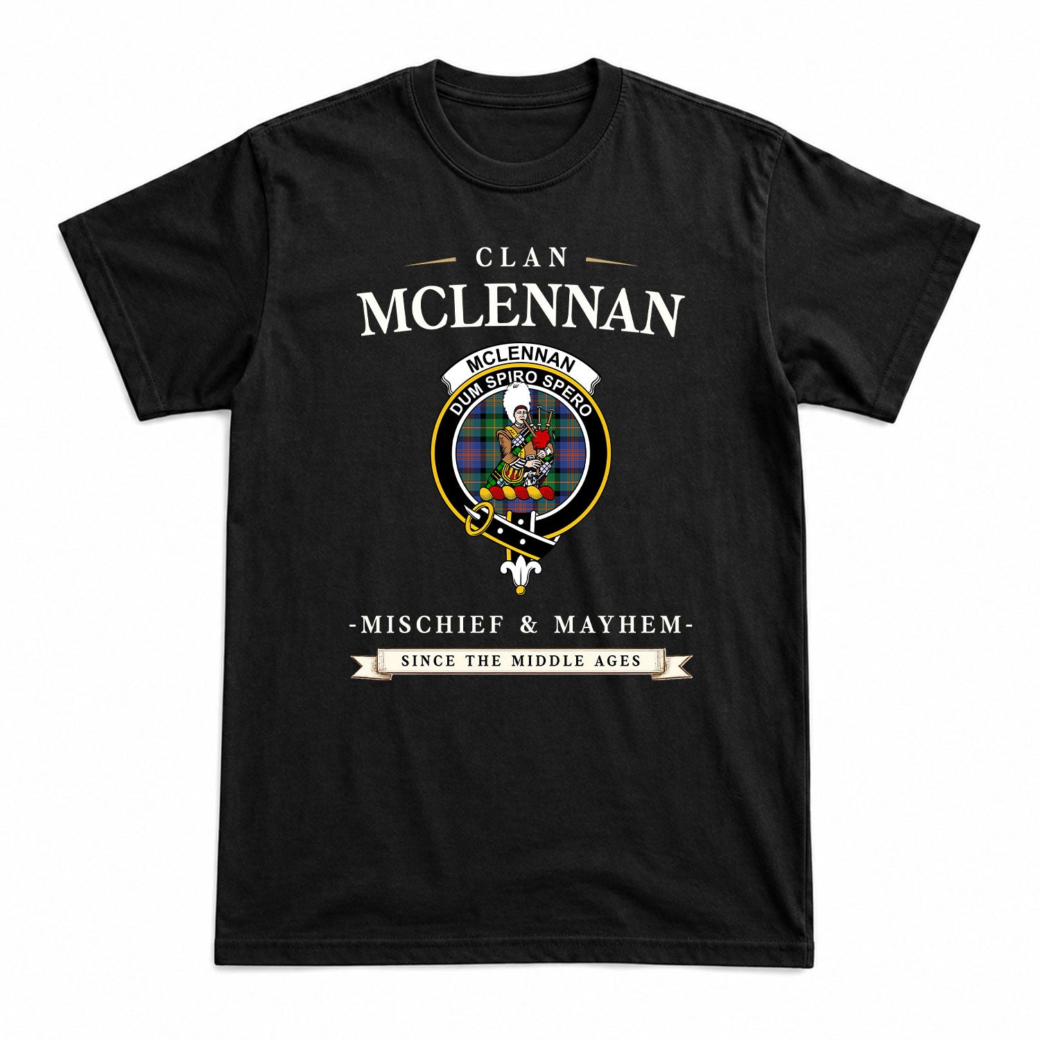 McLennan Ancient Tartan Crest Mischief and Mayhem T-shirt