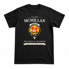 McMillan Clan Tartan Crest Mischief and Mayhem T-shirt