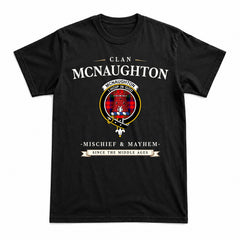 McNaughton Modern Tartan Crest Mischief and Mayhem T-shirt