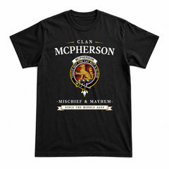 McPherson Modern Tartan Crest Mischief and Mayhem T-shirt