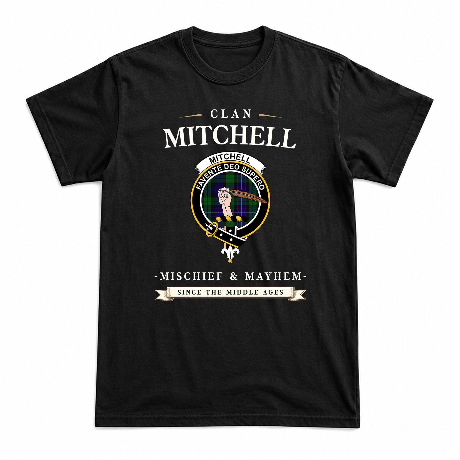 Mitchell Tartan Crest Mischief and Mayhem T-shirt