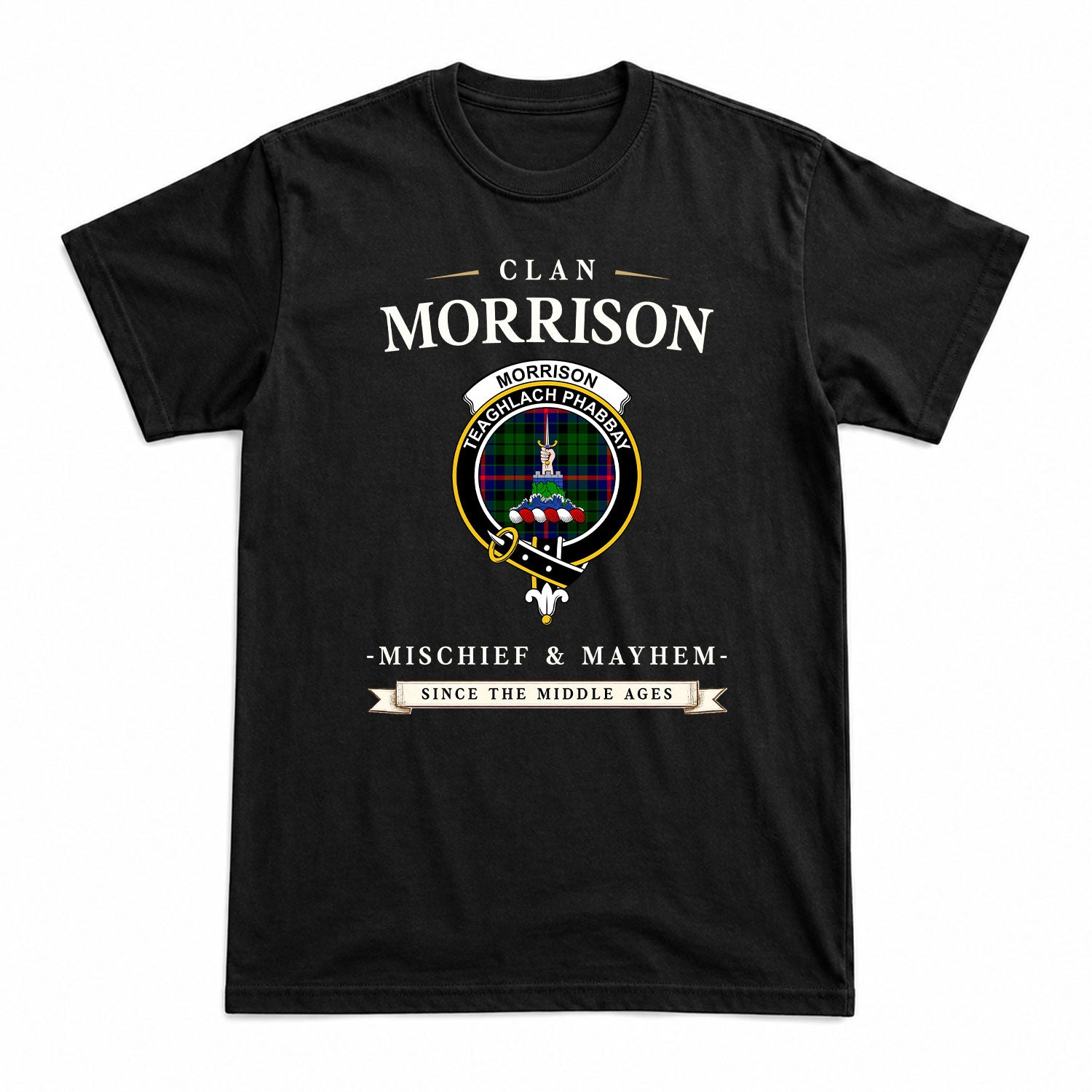 Morrison Modern Tartan Crest Mischief and Mayhem T-shirt