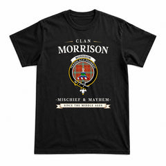 Morrison Red Ancient Tartan Crest Mischief and Mayhem T-shirt