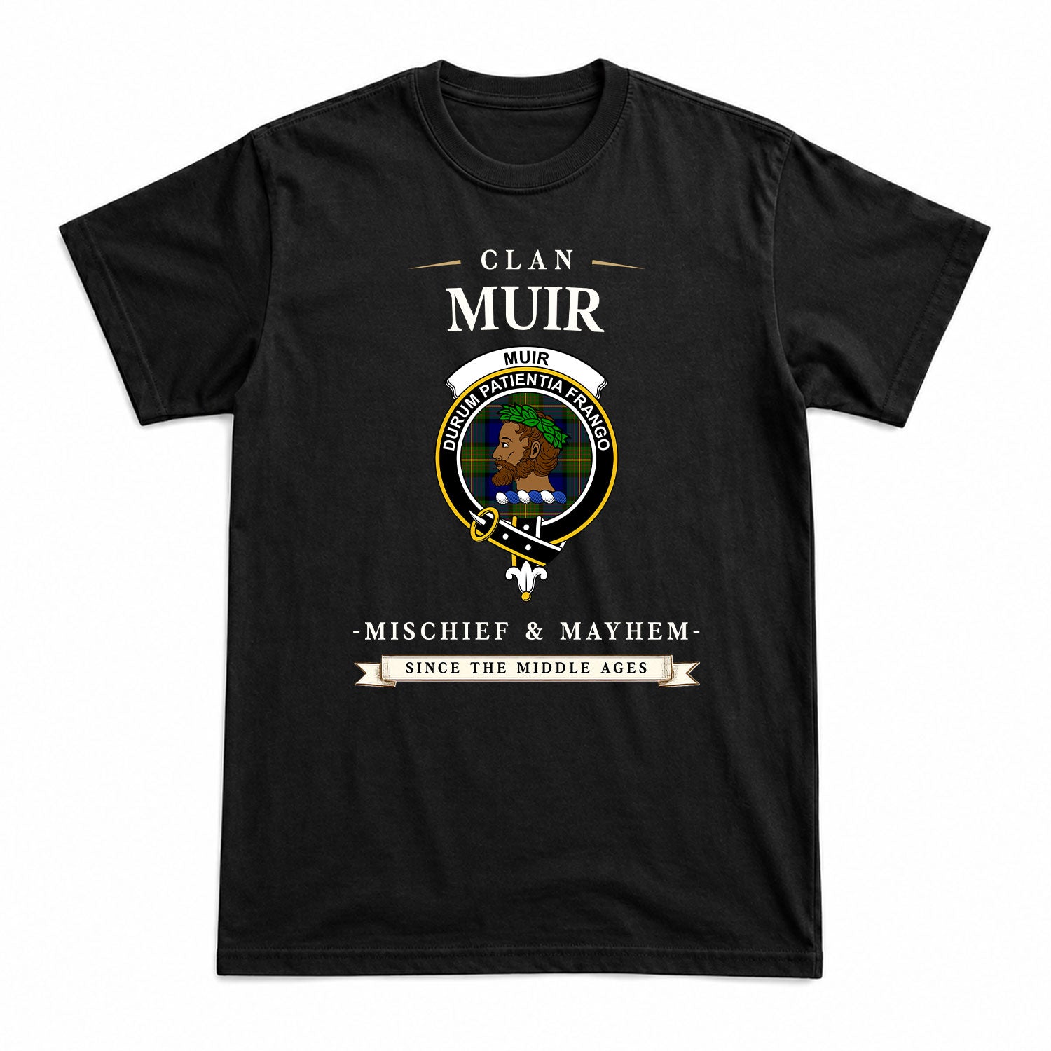 Muir Tartan Crest Mischief and Mayhem T-shirt