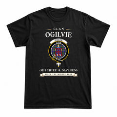 Ogilvie Hunting Modern Tartan Crest Mischief and Mayhem T-shirt
