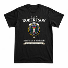 Robertson Hunting Modern Tartan Crest Mischief and Mayhem T-shirt