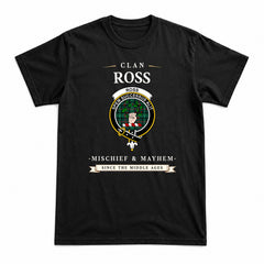 Ross Hunting Modern Tartan Crest Mischief and Mayhem T-shirt