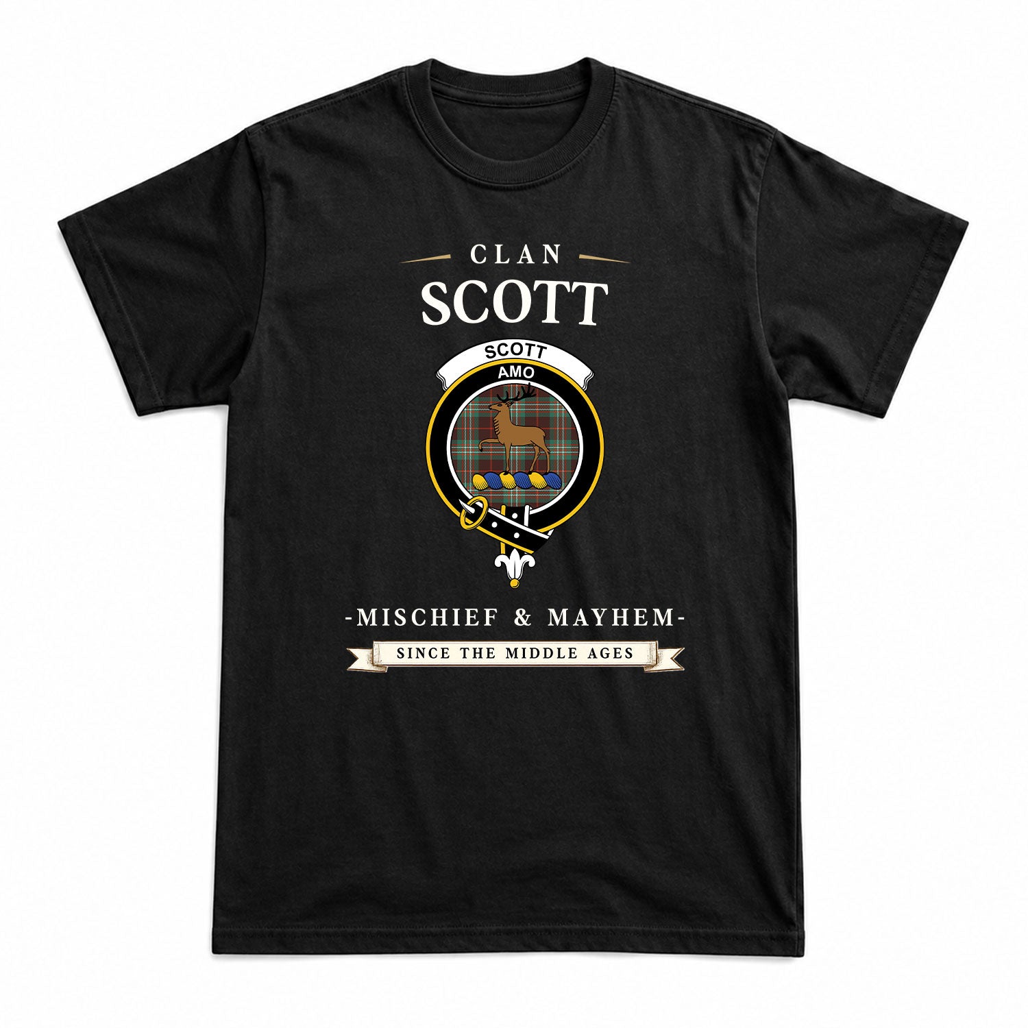 Scott Brown Ancient Tartan Crest Mischief and Mayhem T-shirt