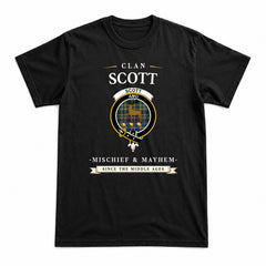 Scott Green Modern Tartan Crest Mischief and Mayhem T-shirt