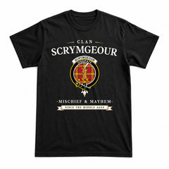 Scrymgeour Tartan Crest Mischief and Mayhem T-shirt