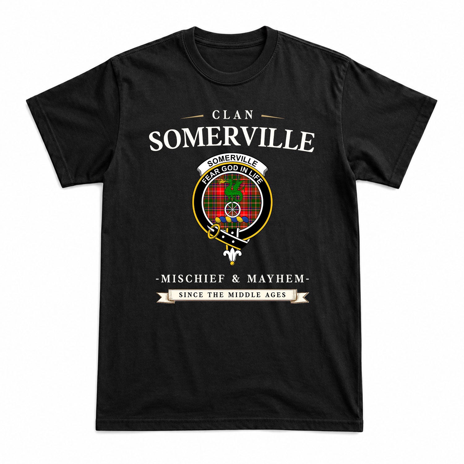 Somerville Tartan Crest Mischief and Mayhem T-shirt