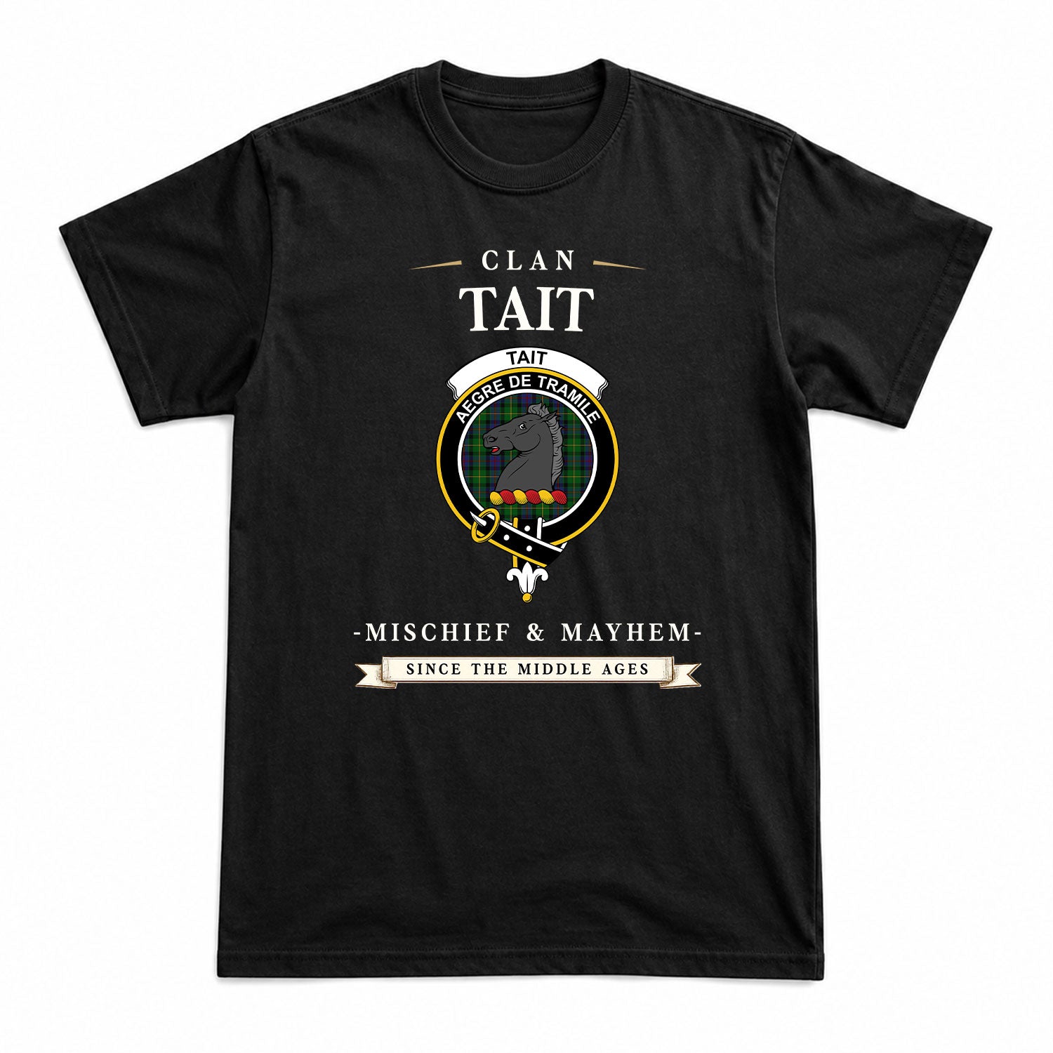 Tait Tartan Crest Mischief and Mayhem T-shirt