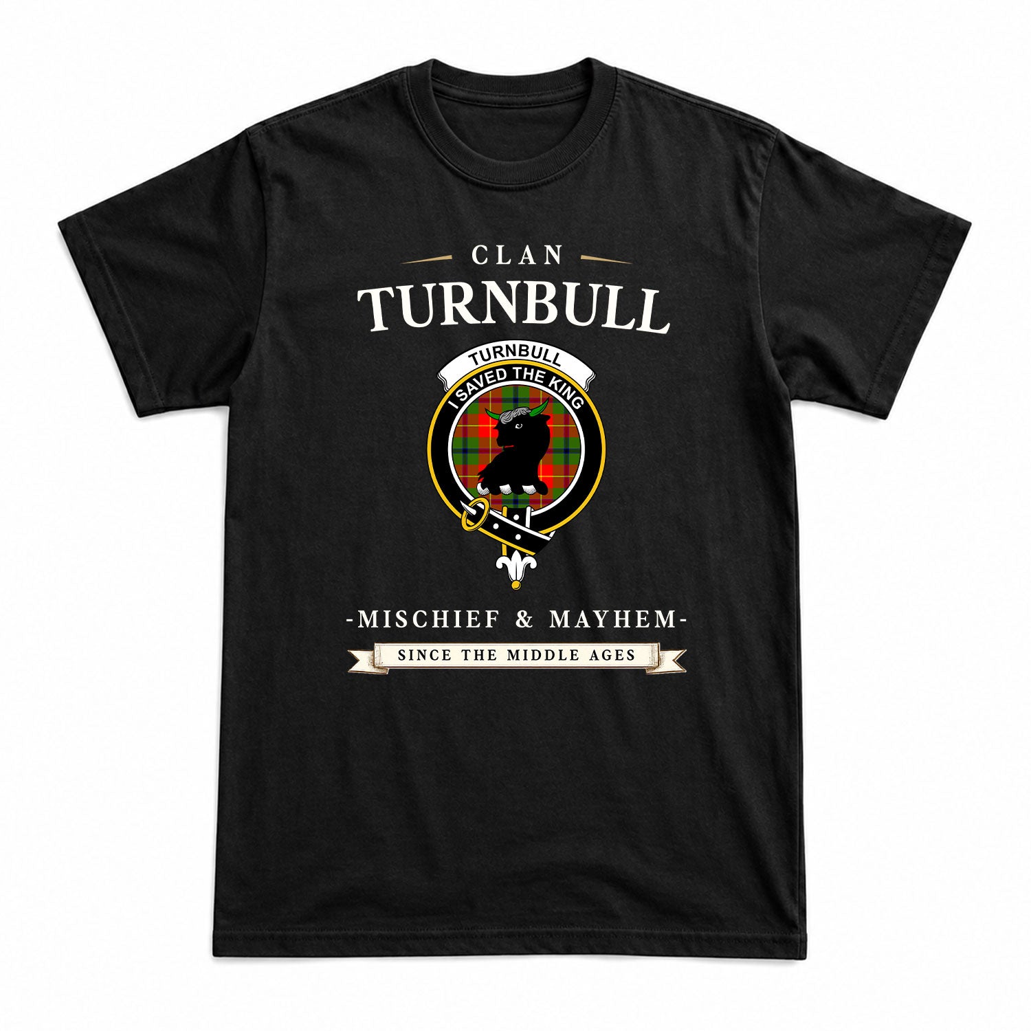 Turnbull Dress Tartan Crest Mischief and Mayhem T-shirt