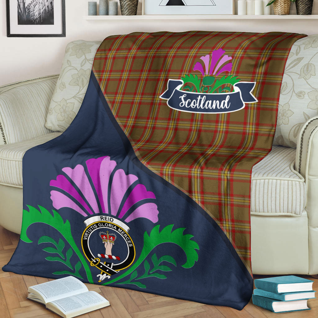 Reid Ancient Tartan Crest Premium Blanket - Thistle Style