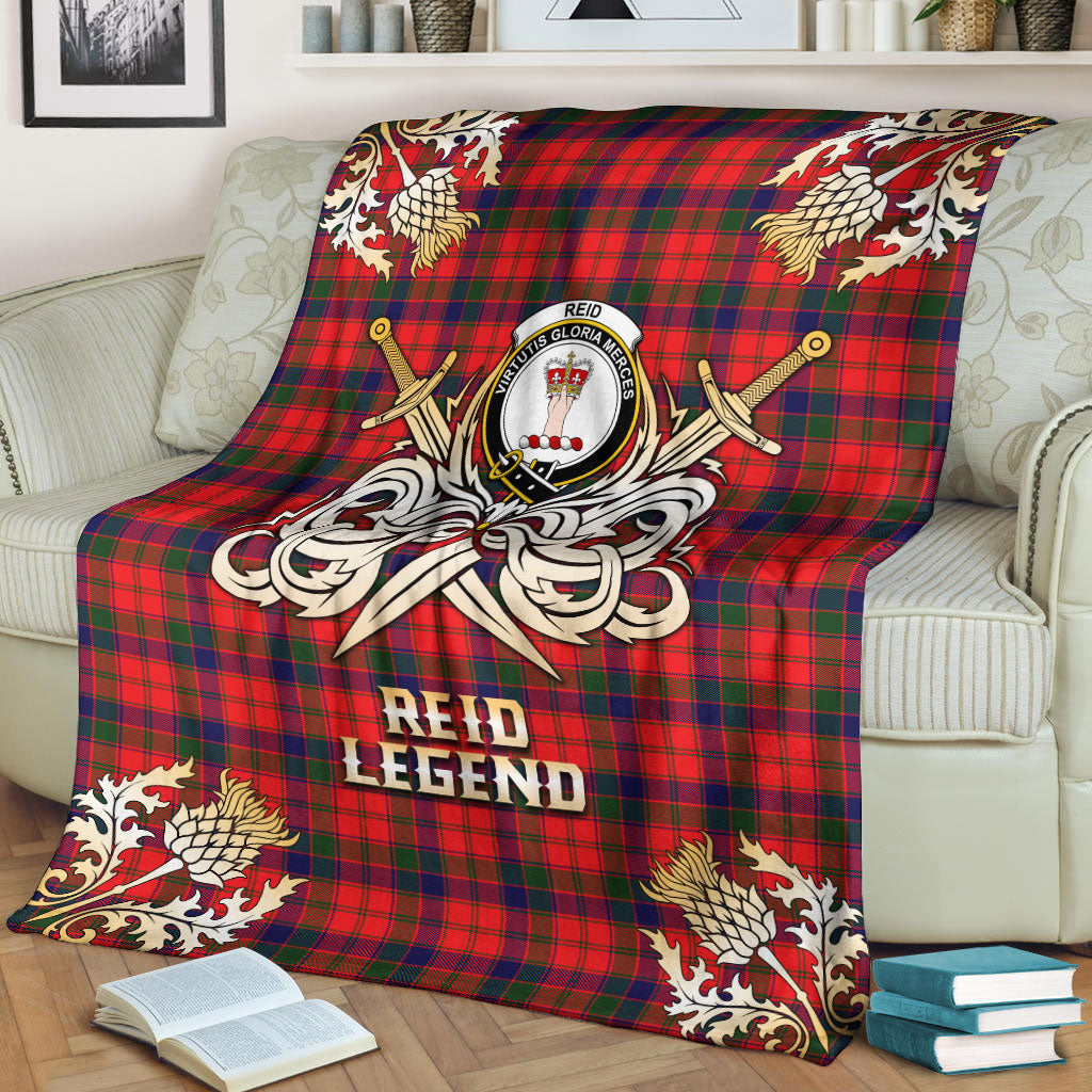 Reid Modern Tartan Gold Courage Symbol Blanket