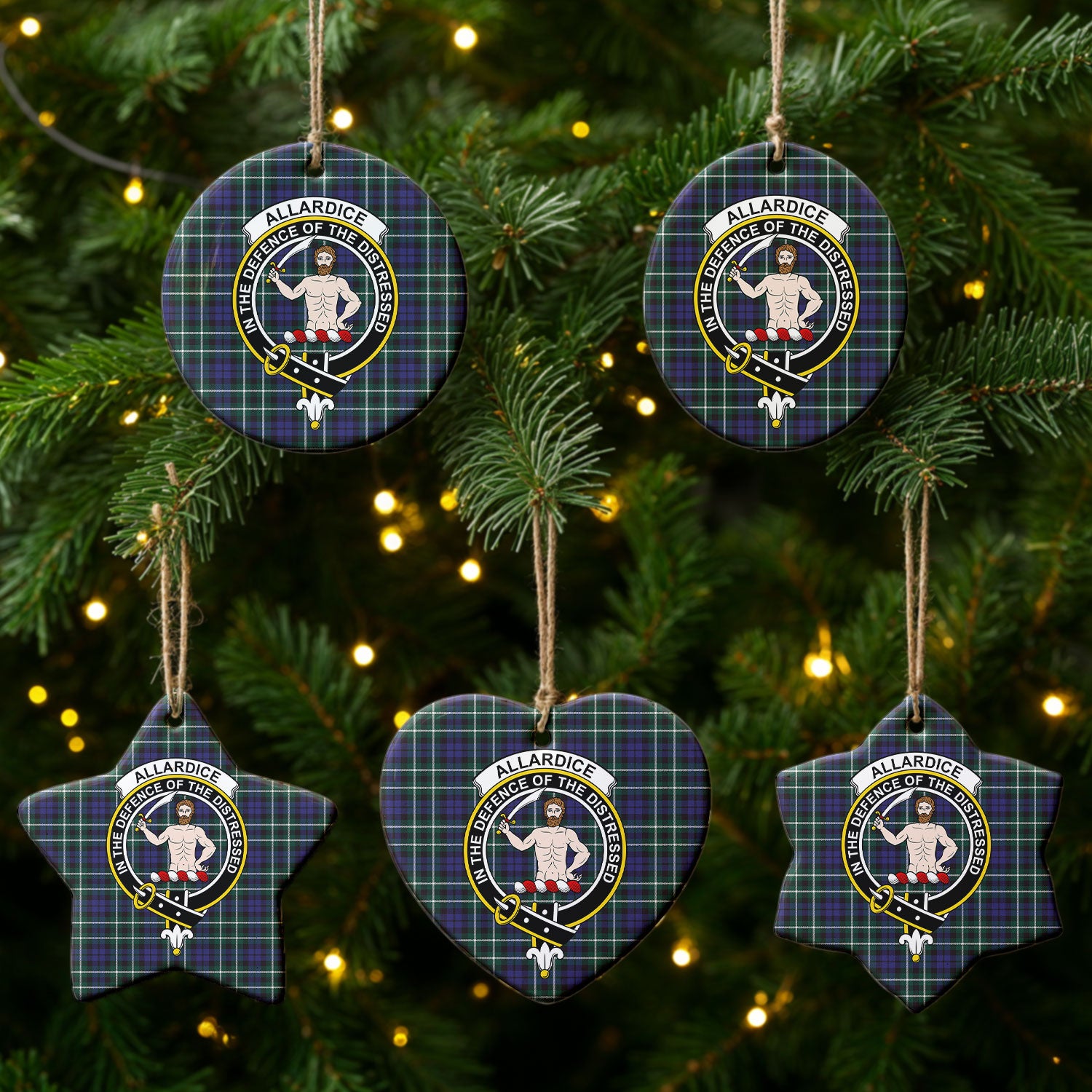 Allardice Tartan Crest Christmas Ceramic Ornament