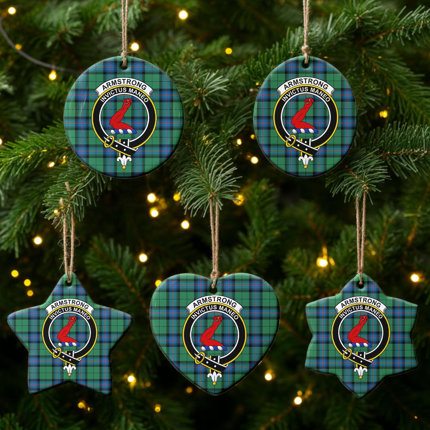 Armstrong Ancient Tartan Crest Christmas Ceramic Ornament