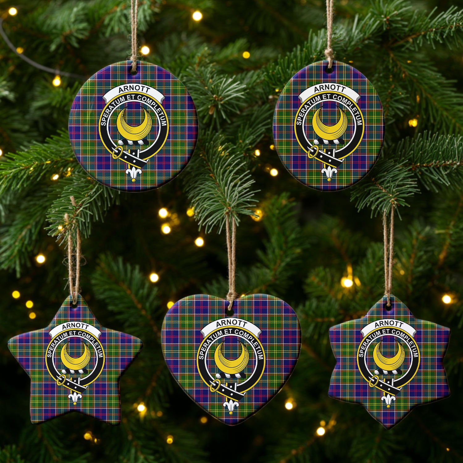Arnott Tartan Crest Christmas Ceramic Ornament