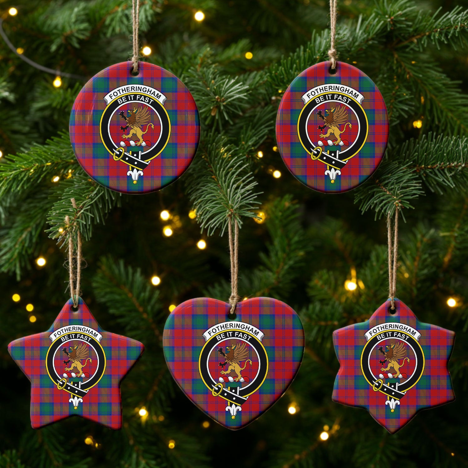 Fotheringham Tartan Crest Christmas Ceramic Ornament