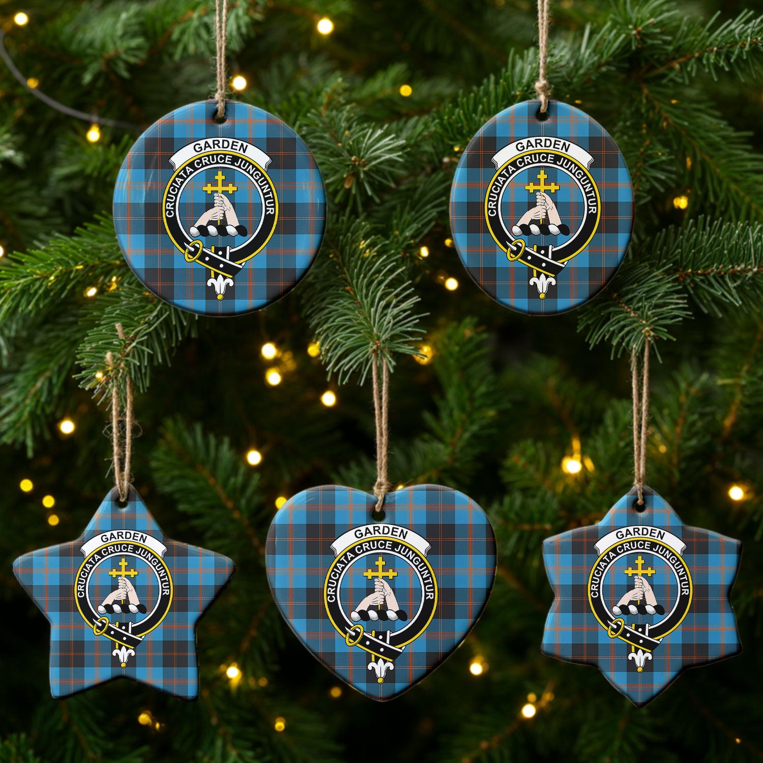 Garden Tartan Crest Christmas Ceramic Ornament